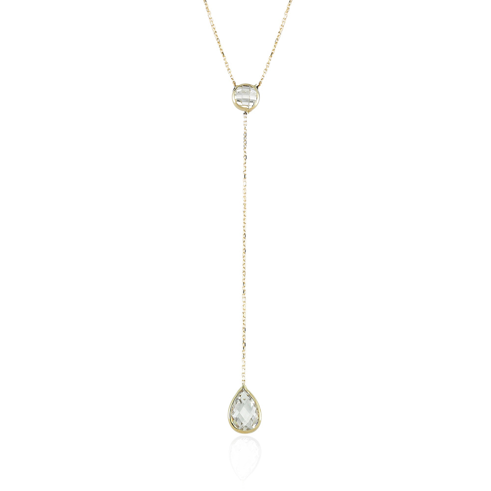 Glorria 14k Solid Gold Shake Drop Necklace