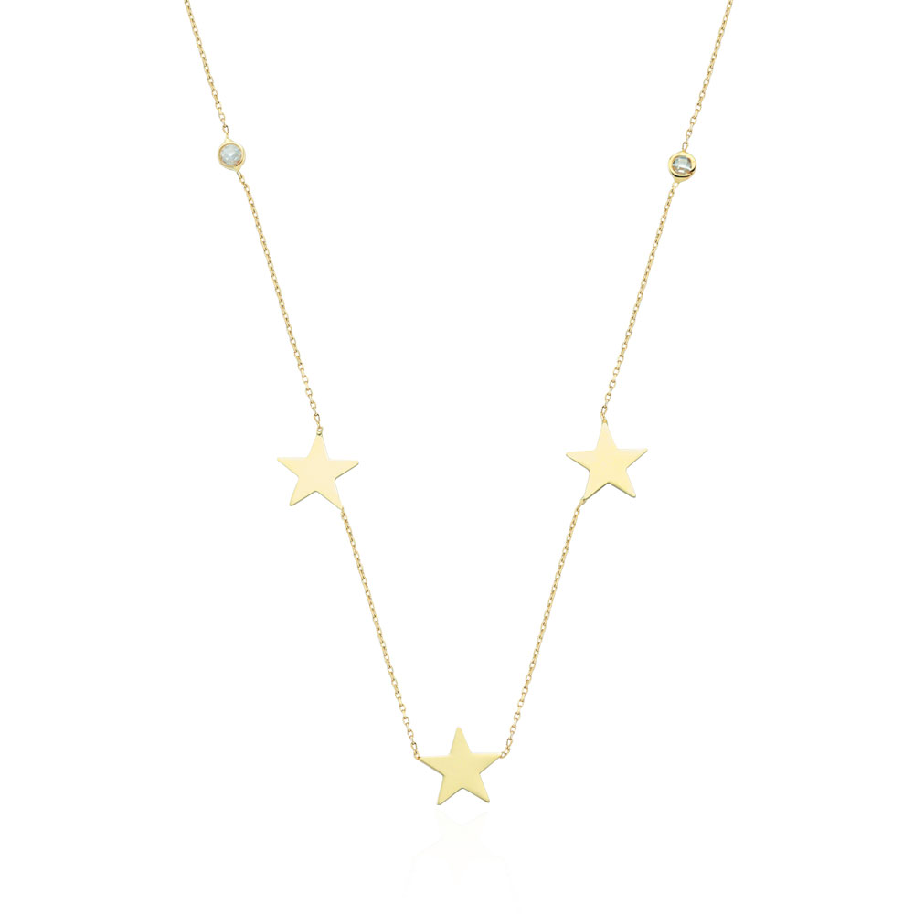 Glorria 14k Solid Gold Star Necklace