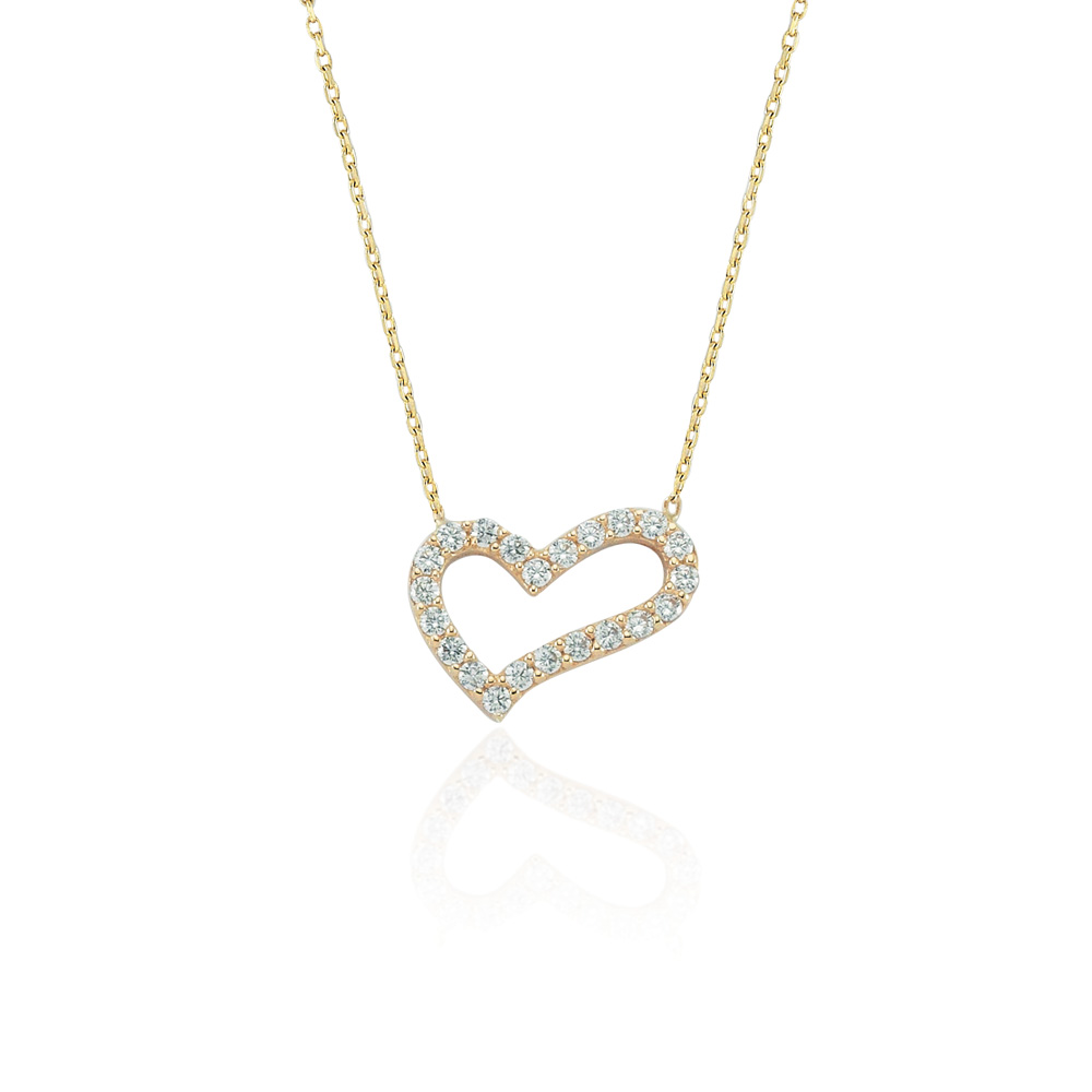 Glorria 14k Solid Gold Heart Necklace