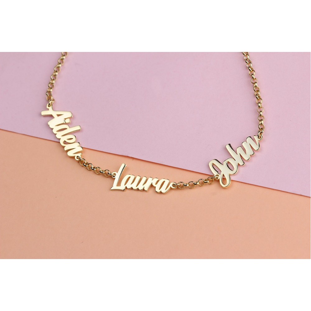 Glorria 925k Sterling Silver Personalized 3 Names Bracelet with Doc Bracelet