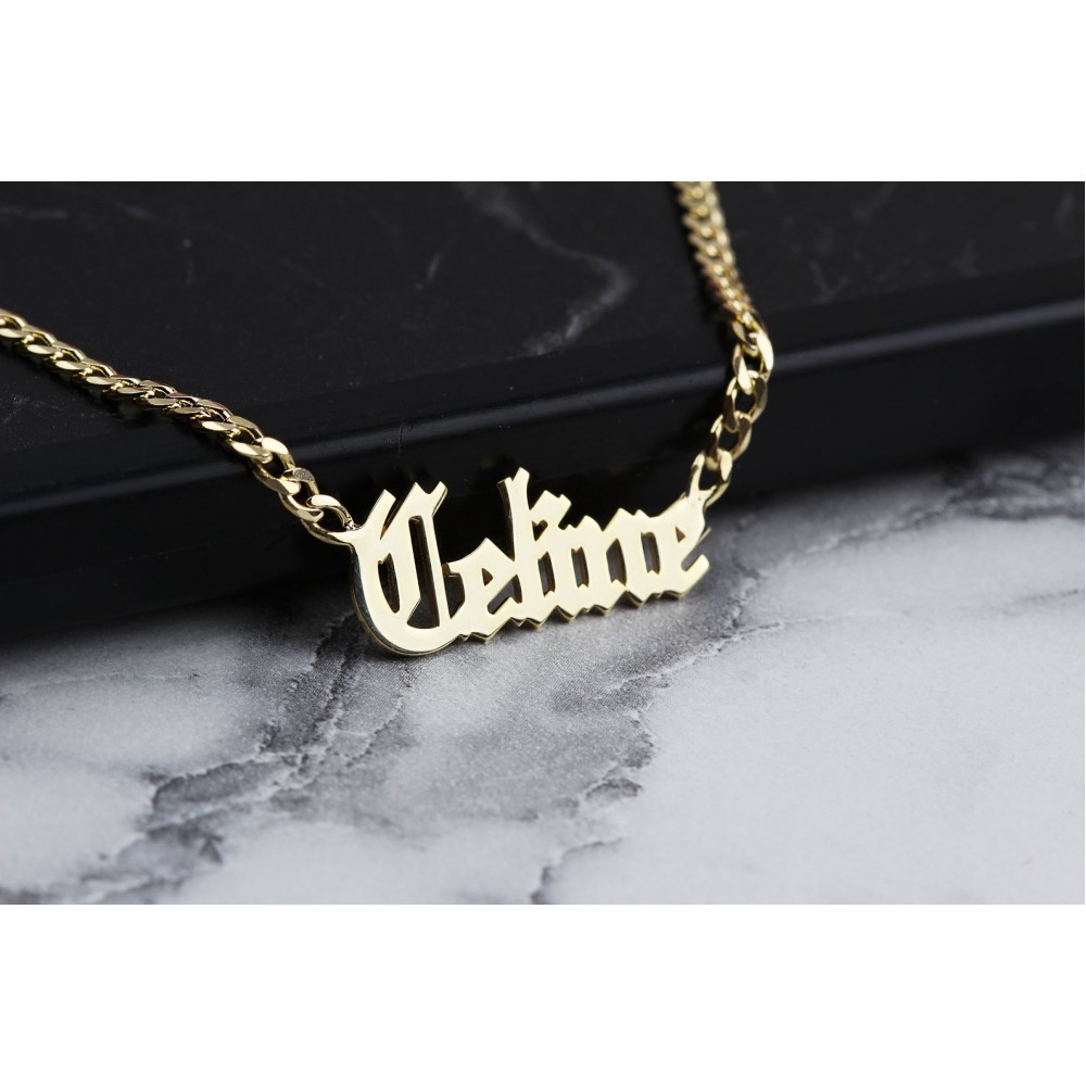 Glorria 925k Sterling Silver Personalized Name Necklace with Curb Chain