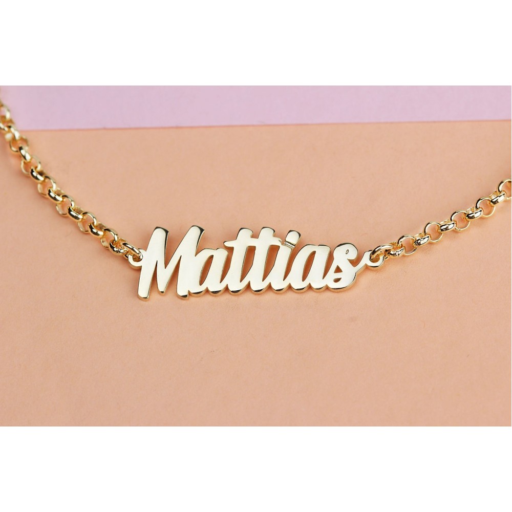 Glorria 925k Sterling Silver Personalized Name Bracelet with Doc Chain