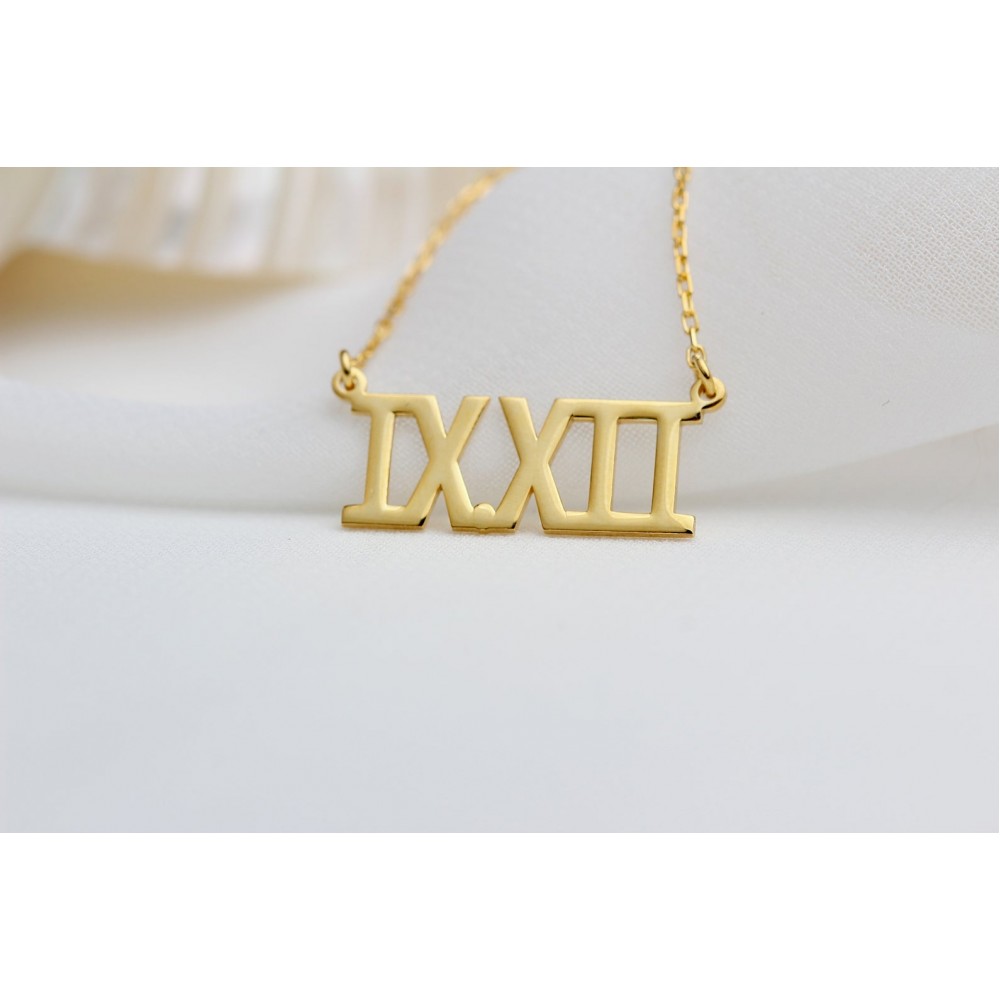 Glorria 925k Sterling Silver Personalized Roman Numerals Necklace