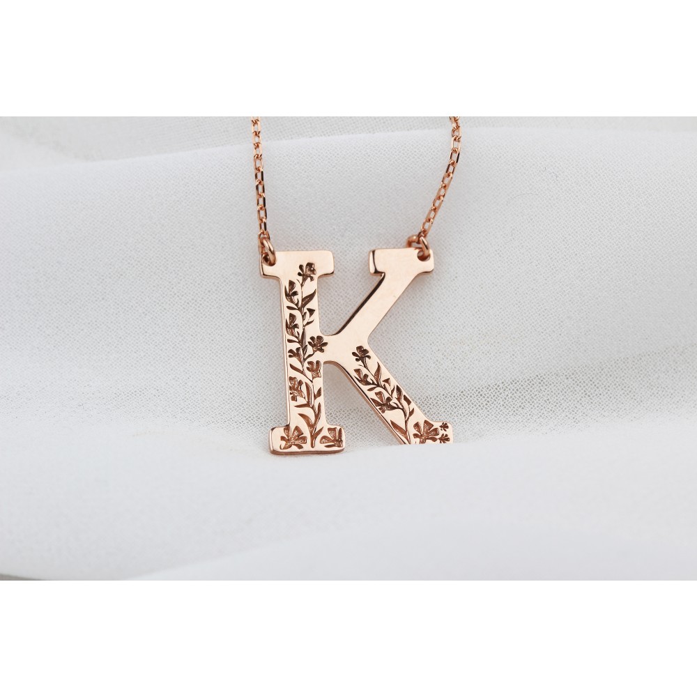 Glorria 925k Sterling Silver Personalized Letter Sterling Silver Necklace