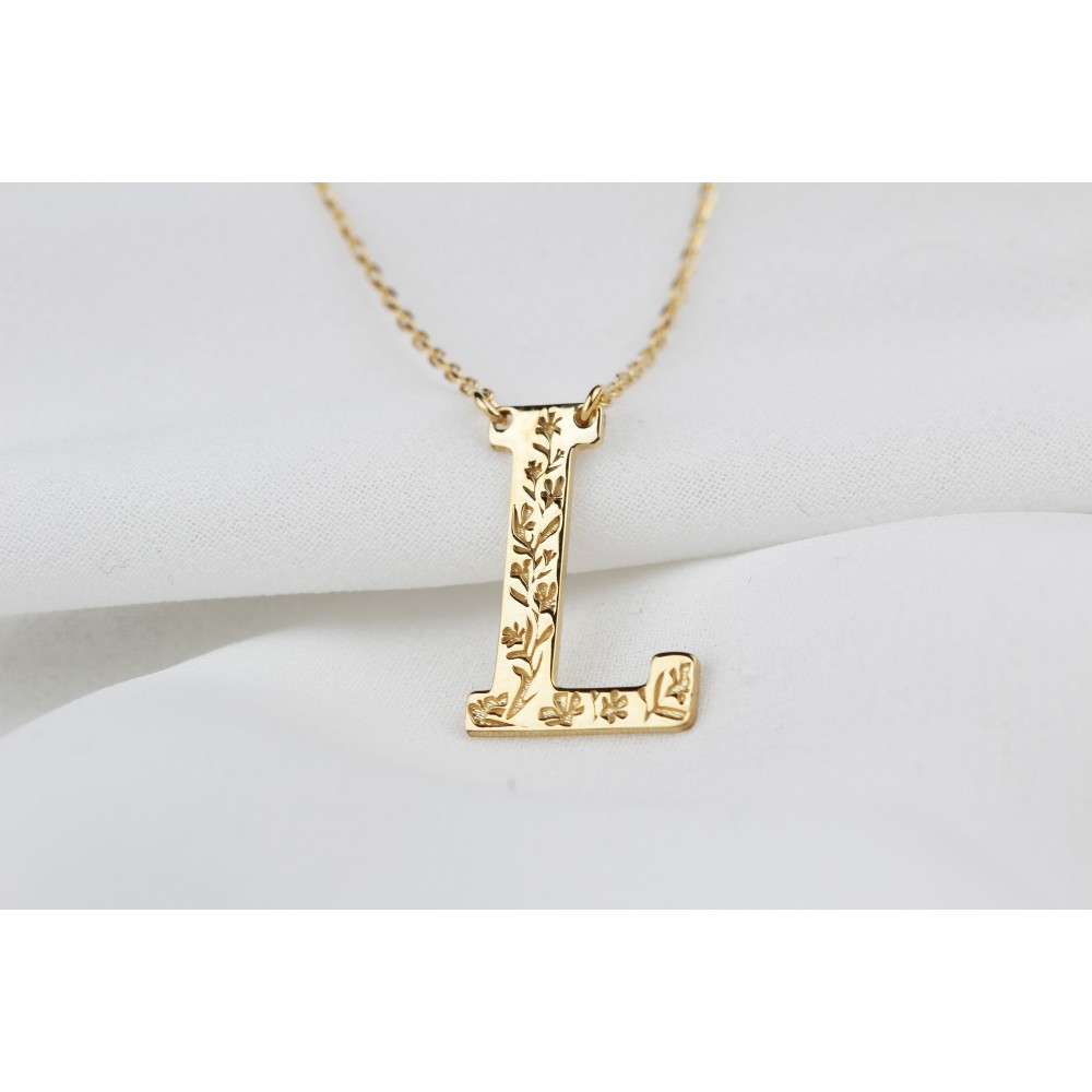 Glorria 925k Sterling Silver Personalized Letter Sterling Silver Necklace