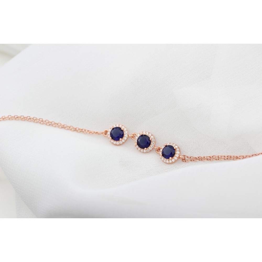 Glorria 925k Sterling Silver Personalized Birthstone Silver Round Anturage Bracelet