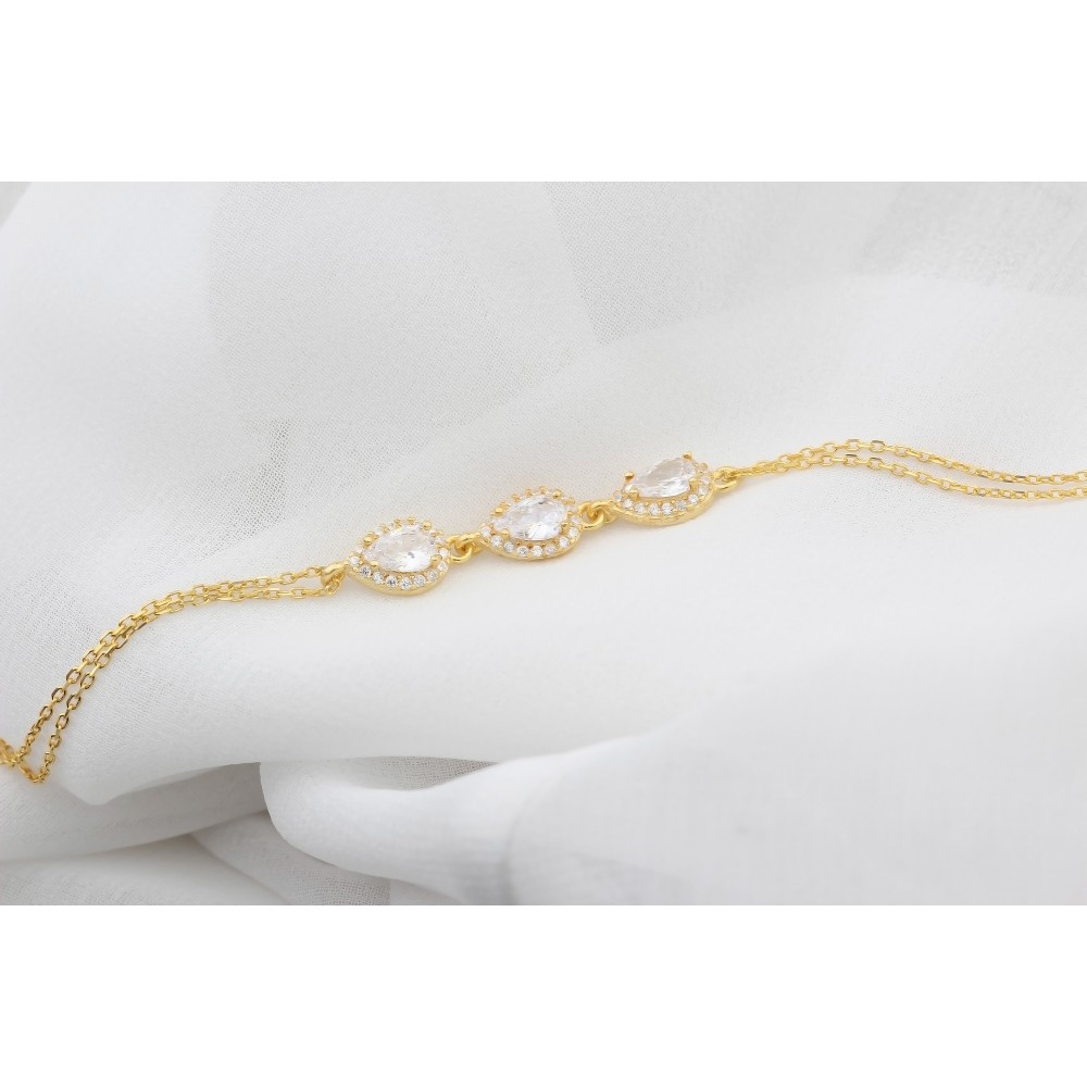 Glorria 925k Sterling Silver Personalized Birthstone Silver Drop Anturage Bracelet