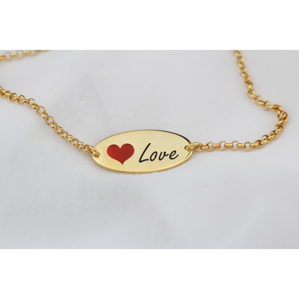 Glorria 925k Sterling Silver Personalized Sterling Silver Name Love Bracelet