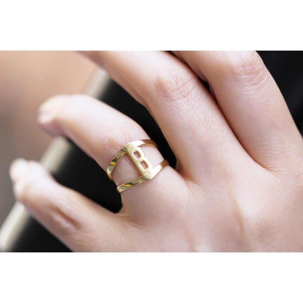 Glorria 925k Sterling Silver Personalized Letter Ring