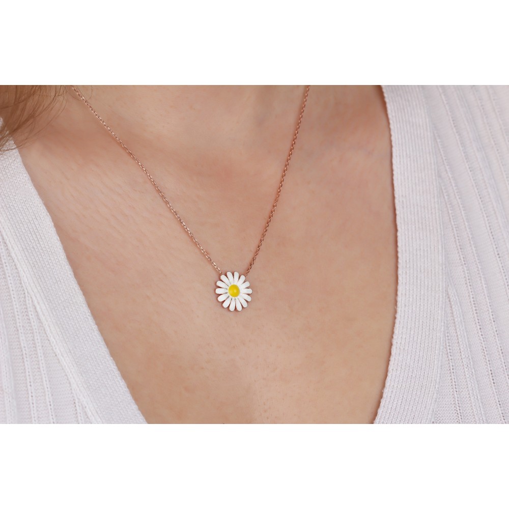 Glorria 925k Sterling Silver Daisy Necklace