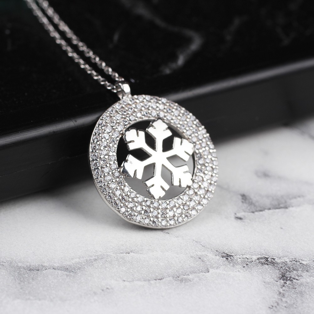 Glorria 925k Sterling Silver Snowflake Necklace