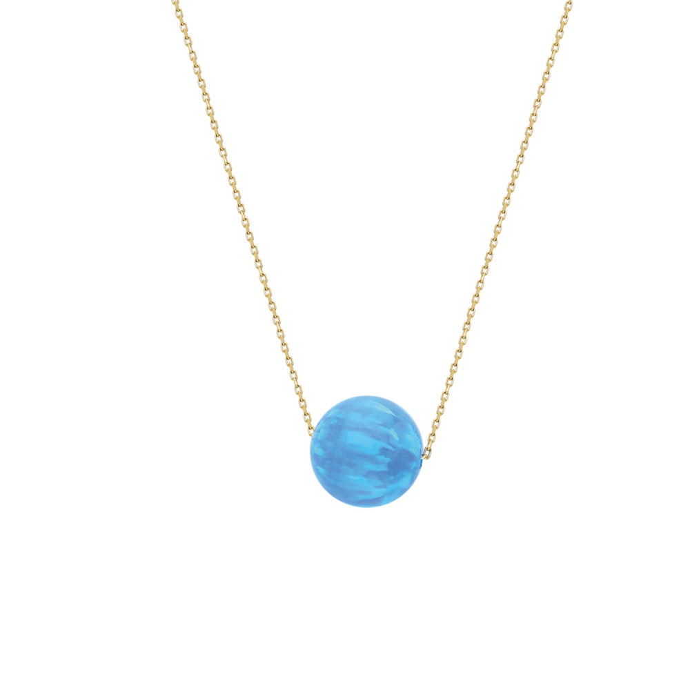 Glorria 14k Solid Gold Opal Round Necklace