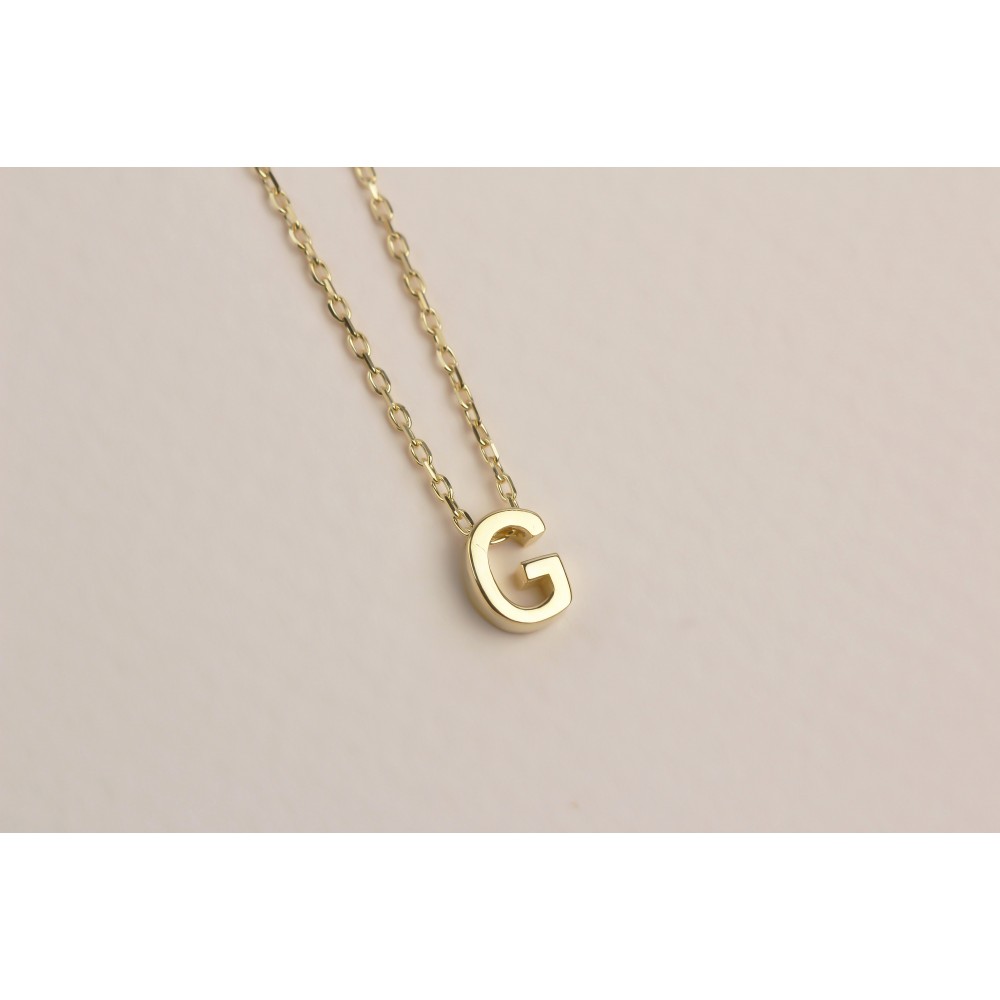 Glorria 925k Sterling Silver 3D Minimalist Letter G Necklace