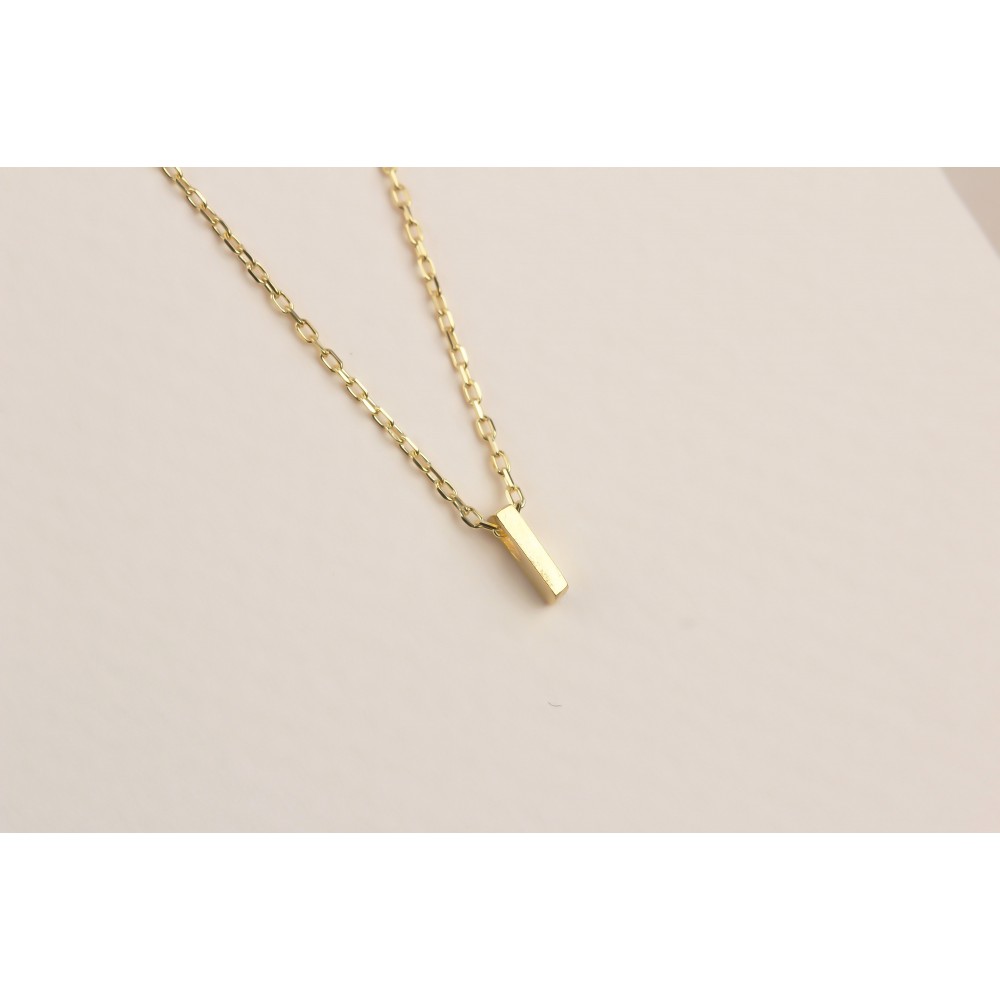 Glorria 925k Sterling Silver 3D Minimalist Letter I Necklace