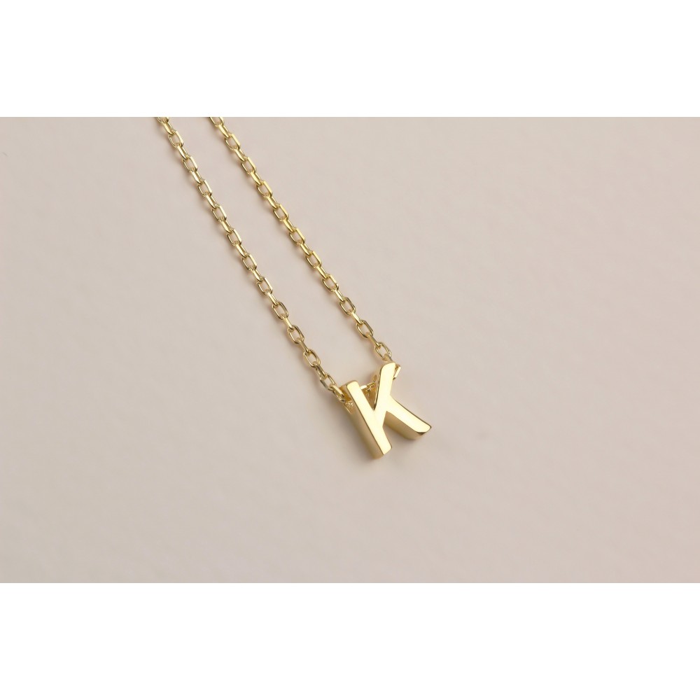 Glorria 925k Sterling Silver 3D Minimalist Letter K Necklace