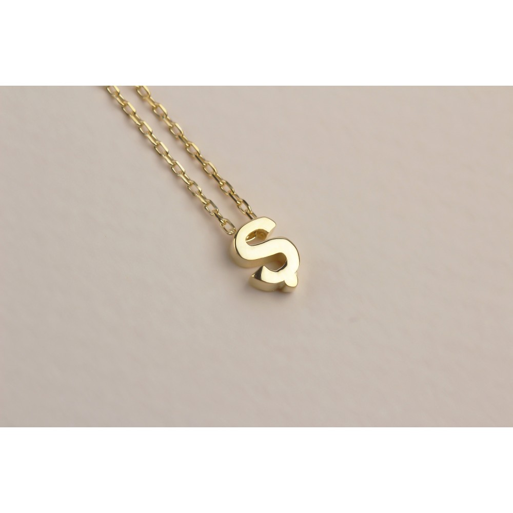 Glorria 925k Sterling Silver 3D Minimalist Letter Ş Necklace