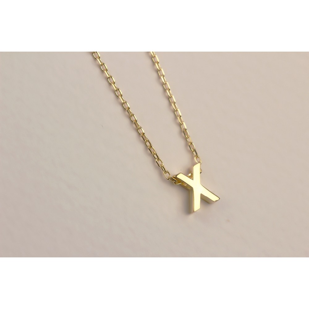 Glorria 925k Sterling Silver 3D Minimalist Letter X Necklace