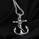 Glorria 925k Sterling Silver Men Skull Anchor Necklace