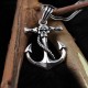 Glorria 925k Sterling Silver Men Skull Anchor Necklace