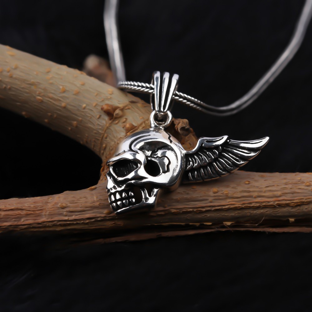 Glorria 925k Sterling Silver Men Skeleton Necklace