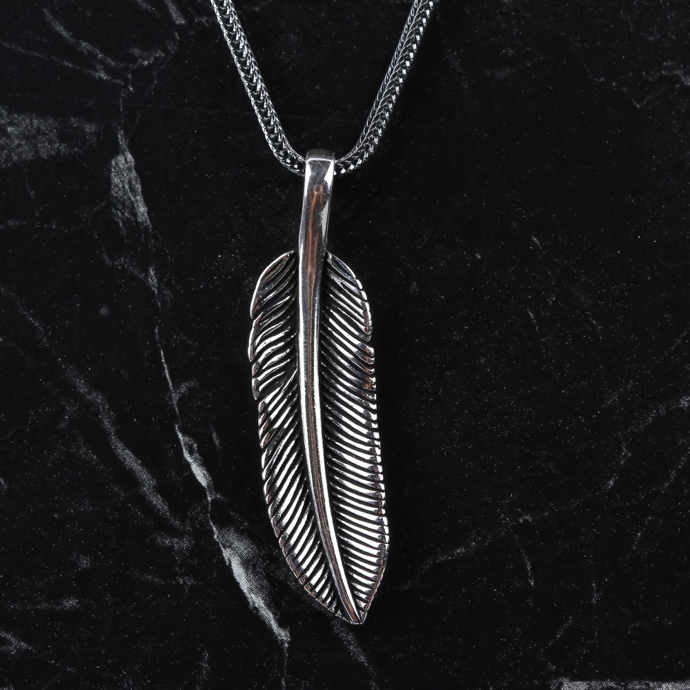 Glorria 925k Sterling Silver Men Leaf Necklace