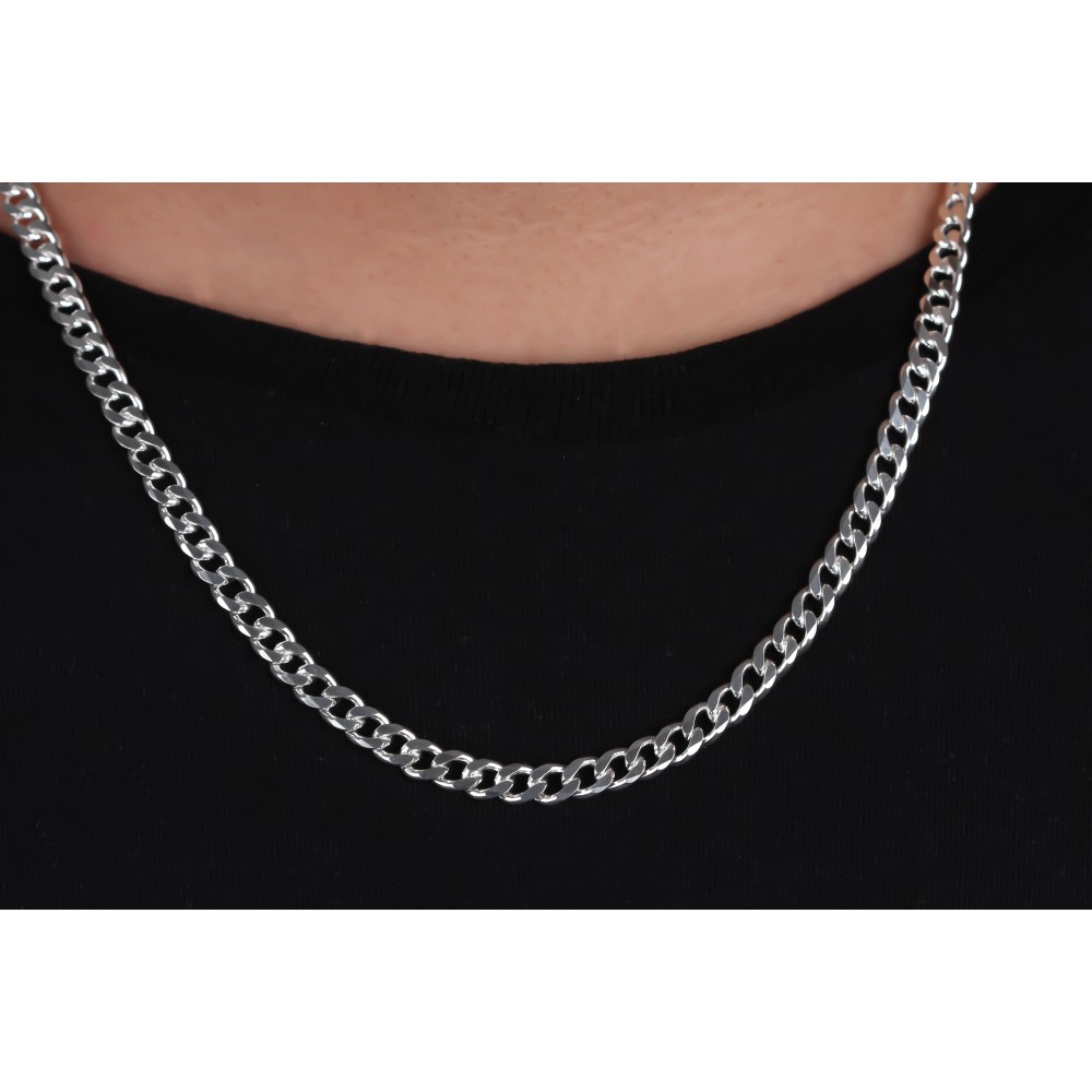 Glorria 925k Sterling Silver 6mm Gourmet Chain Necklace