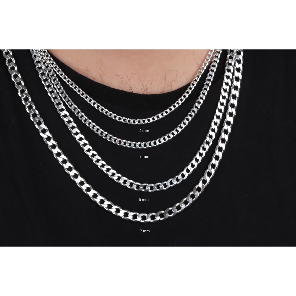 Glorria 925k Sterling Silver 6mm Gourmet Chain Necklace