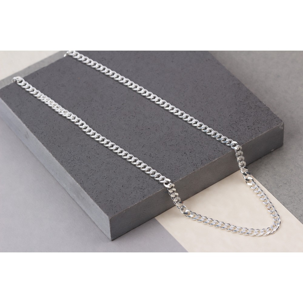 Glorria 925k Sterling Silver 5mm Gourmet Chain Necklace