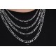 Glorria 925k Sterling Silver 7.5mm Figaro Chain Necklace