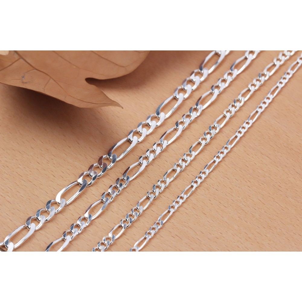 Glorria 925k Sterling Silver 6mm Figaro Chain Necklace