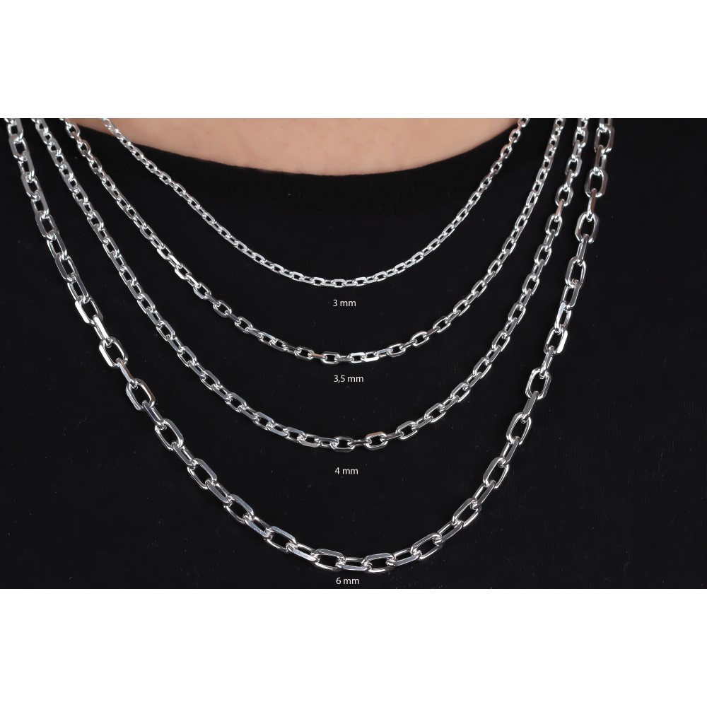 Glorria 925k Sterling Silver 6mm Anchor Chain Necklace