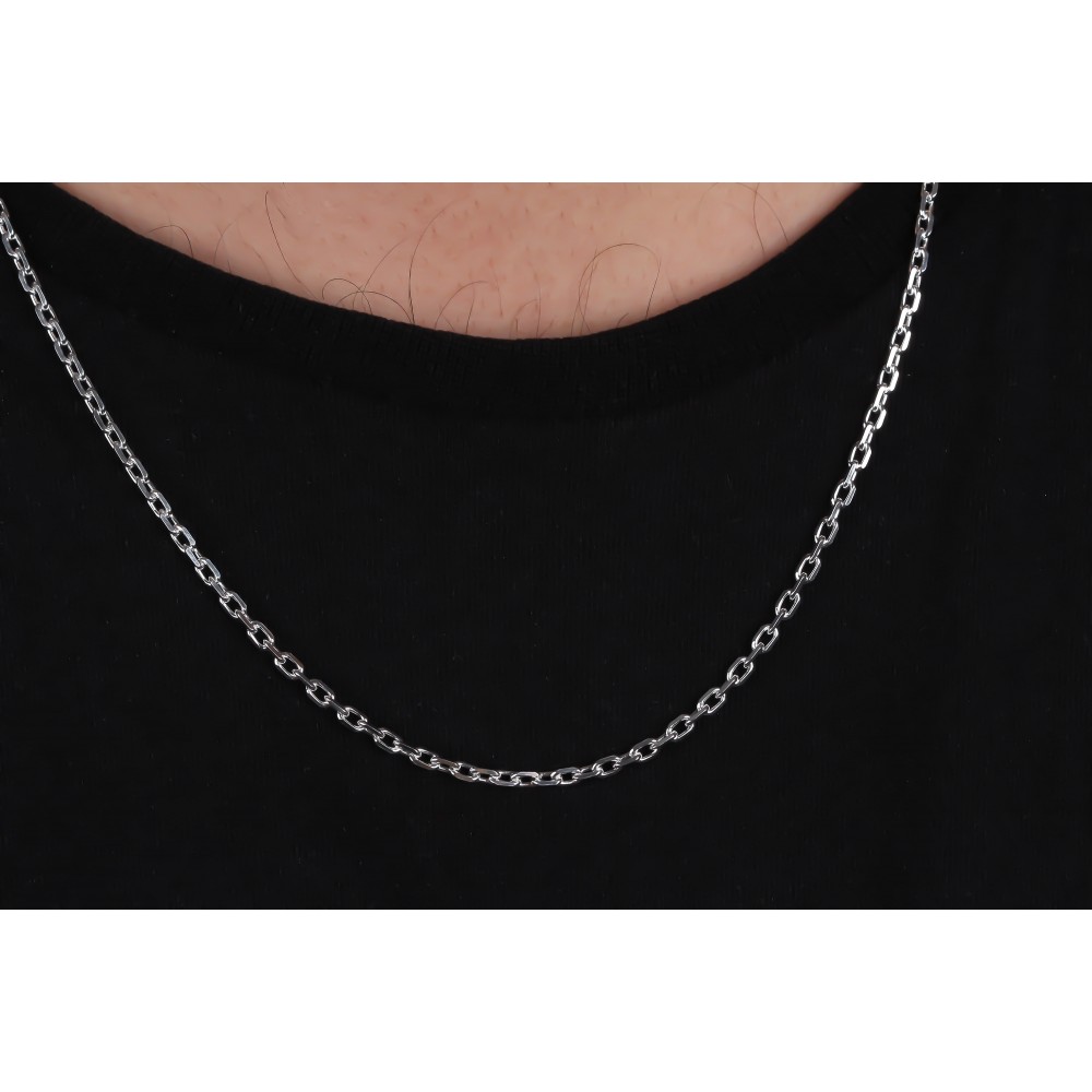 Glorria 925k Sterling Silver 3mm Anchor Chain Necklace