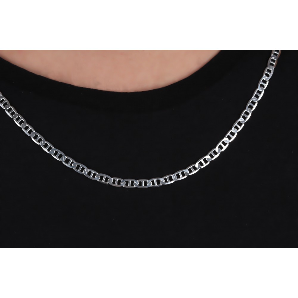 Glorria 925k Sterling Silver 6mm Mariner Chain Necklace