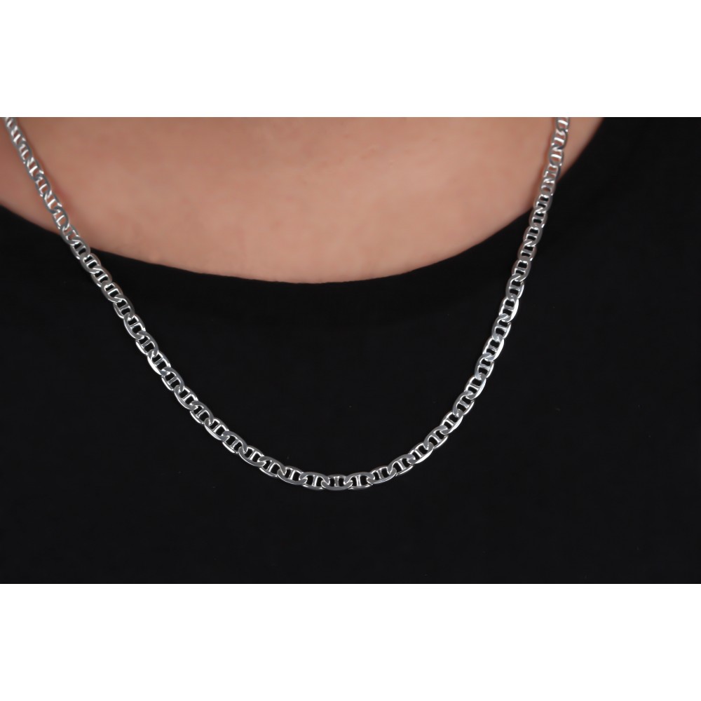 Glorria 925k Sterling Silver 5mm Mariner Chain Necklace