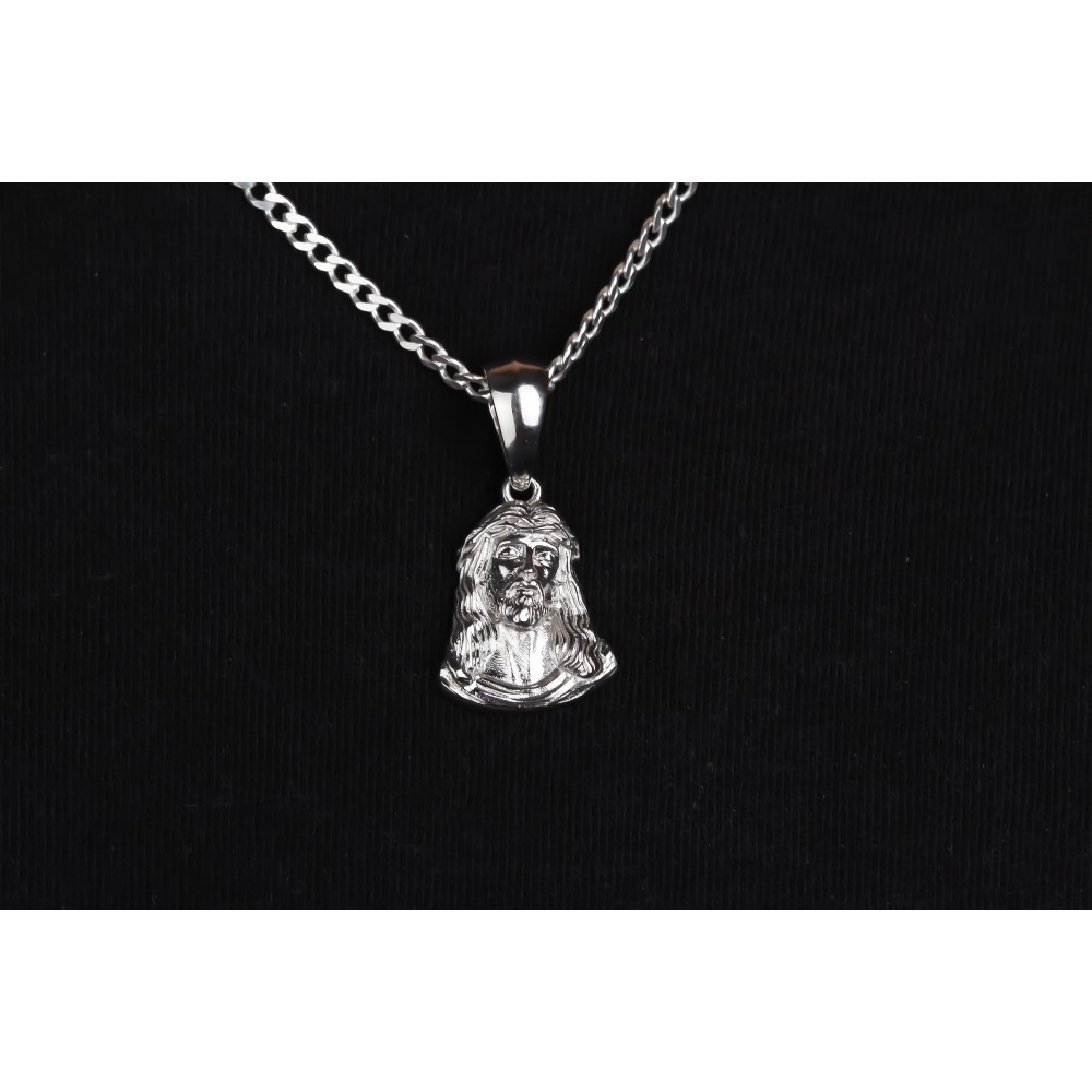 Glorria 925k Sterling Silver Gourmet Chain Jesus Christ Necklace