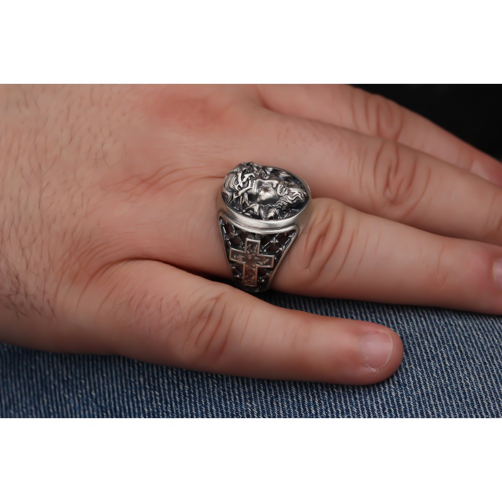 Glorria 925k Sterling Silver Jesus Christ Ring