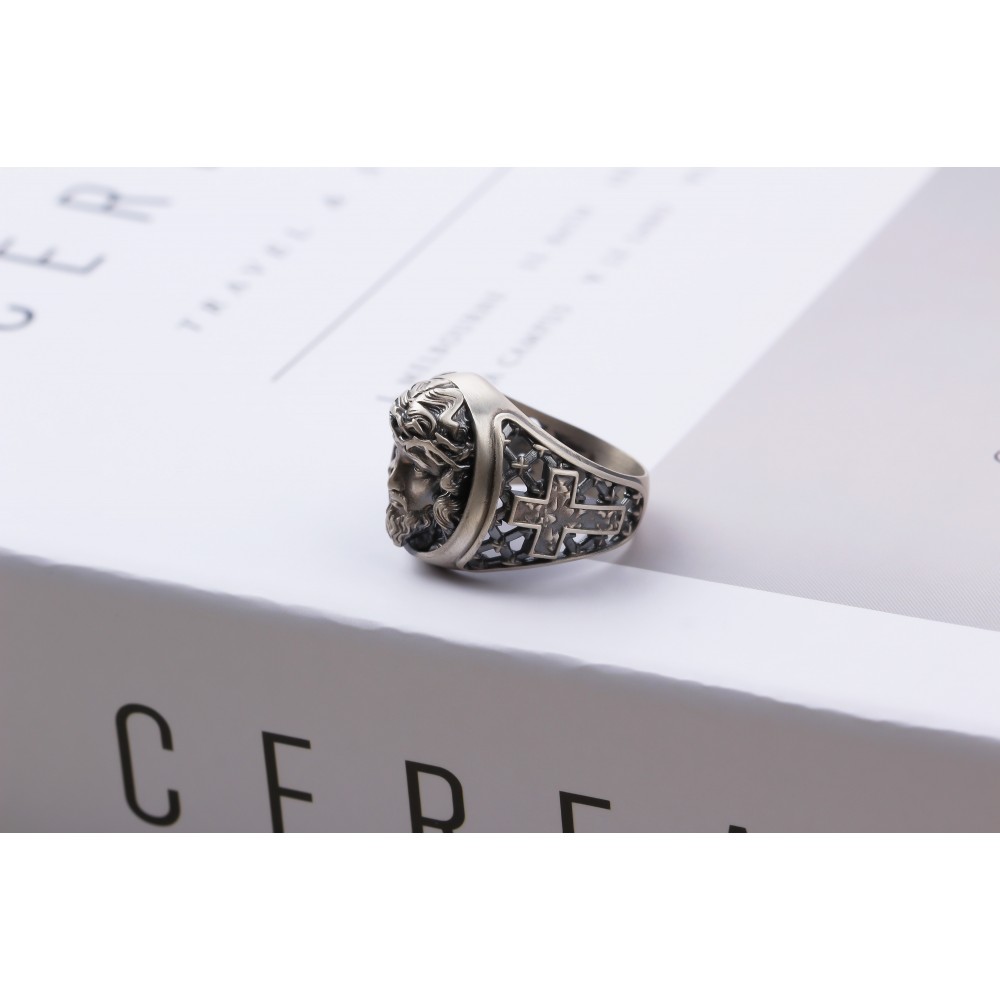 Glorria 925k Sterling Silver Jesus Christ Ring