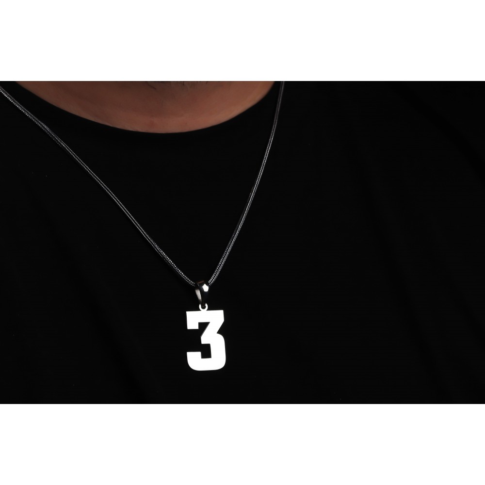 Glorria 925k Sterling Silver Men Personalized Numeral Silver Necklace