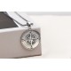 Glorria 925k Sterling Silver Men Compass Silver Necklace