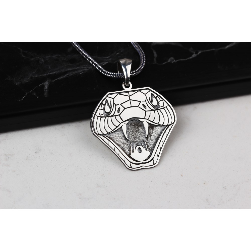 Glorria 925k Sterling Silver Men Snake Silver Necklace