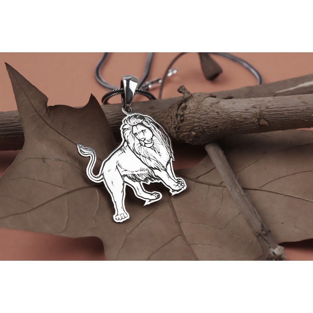 Glorria 925k Sterling Silver Men Lion Sterling Silver Necklace