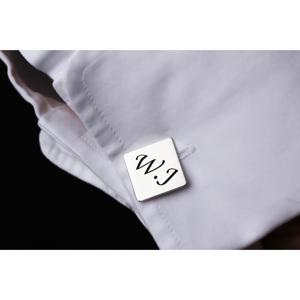 Glorria 925k Sterling Silver Men Custom Letter Cufflinks