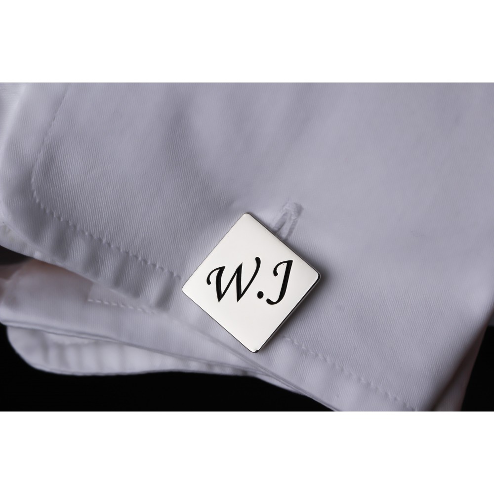 Glorria 925k Sterling Silver Men Custom Letter Cufflinks