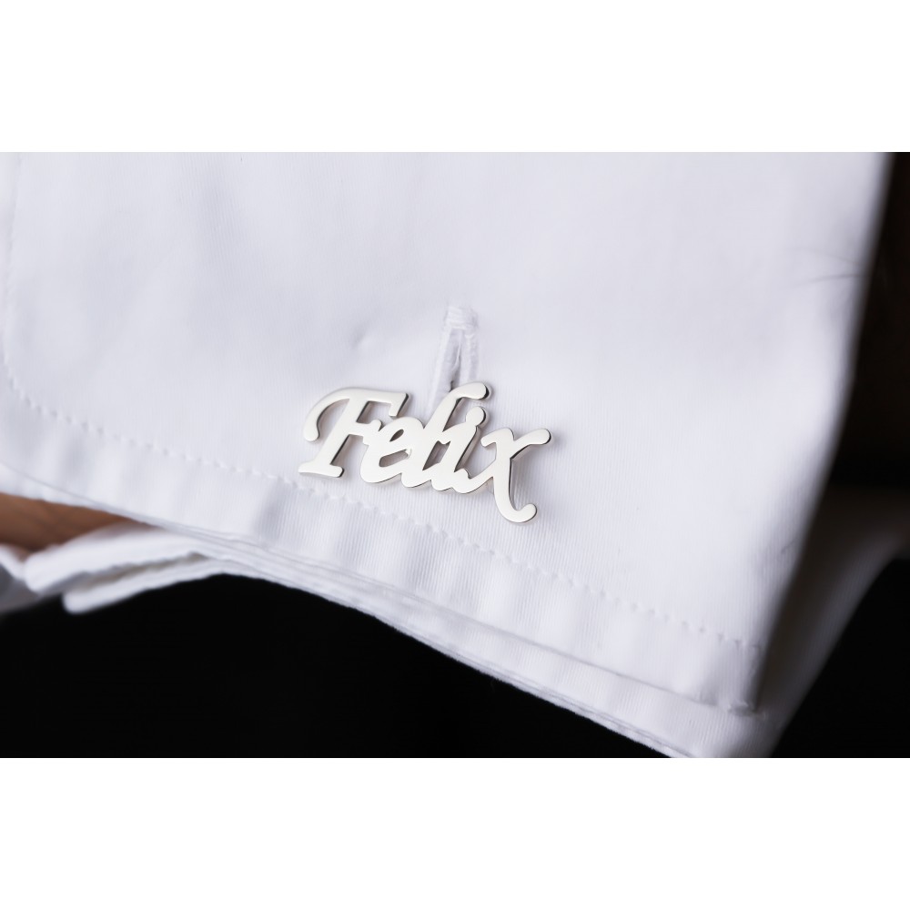 Glorria 925k Sterling Silver Men Custom Name Cufflinks