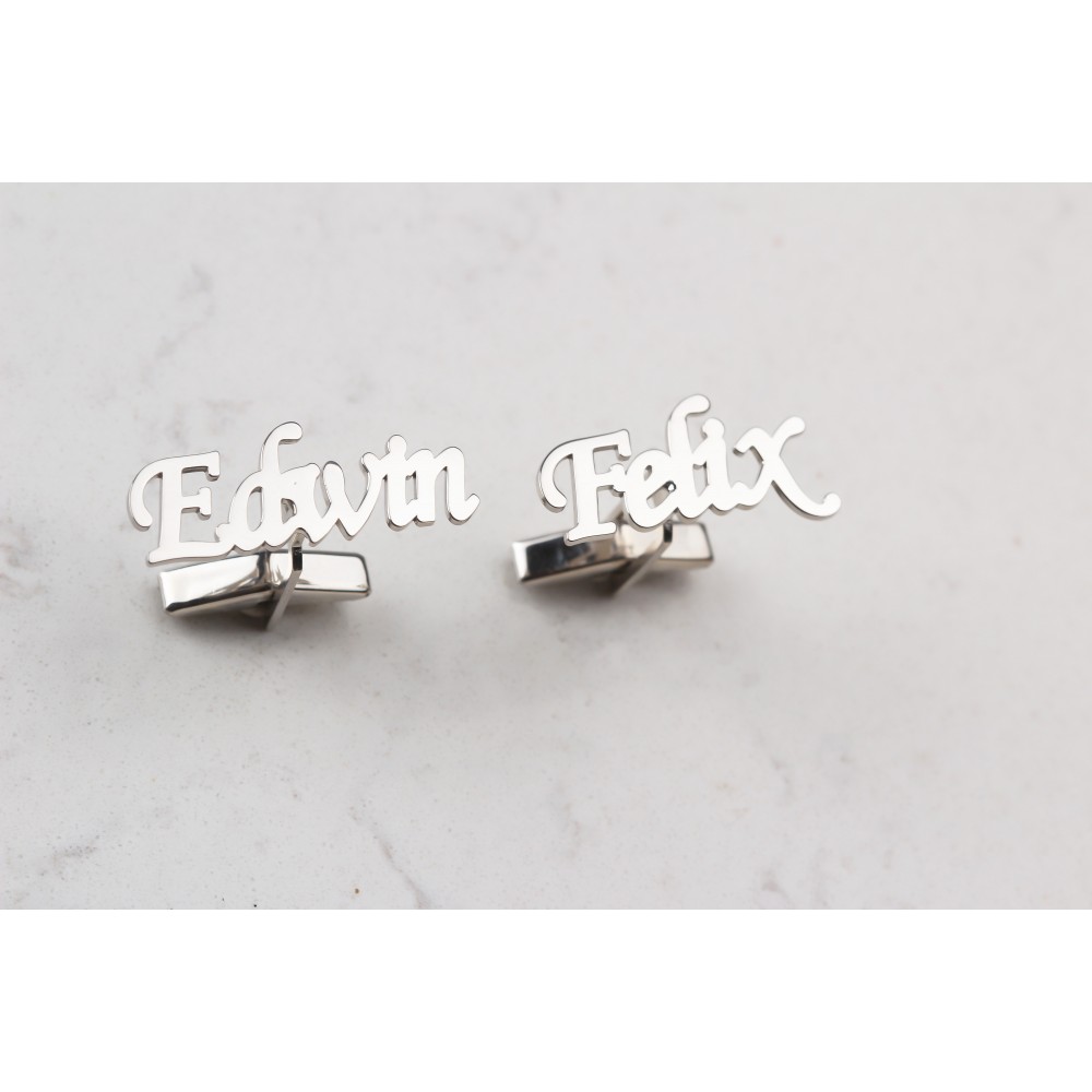 Glorria 925k Sterling Silver Men Custom Name Cufflinks