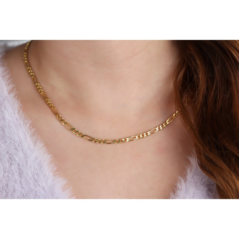 Glorria 925k Sterling Silver Figaro Chain Necklace