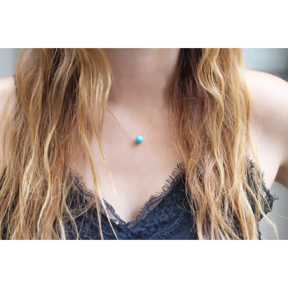 Glorria 14k Solid Gold Turquoise Necklace