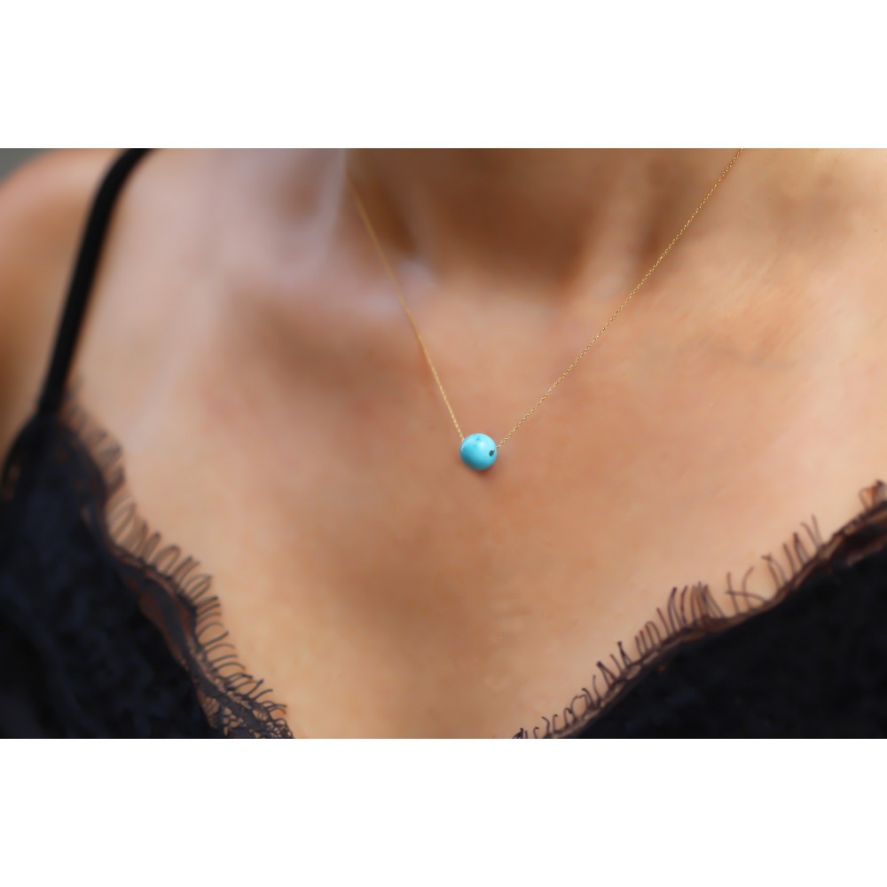 Glorria 14k Solid Gold Turquoise Necklace