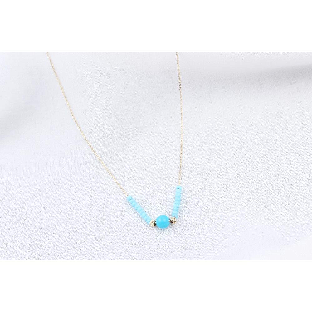 Glorria 14k Solid Gold Turquoise Necklace