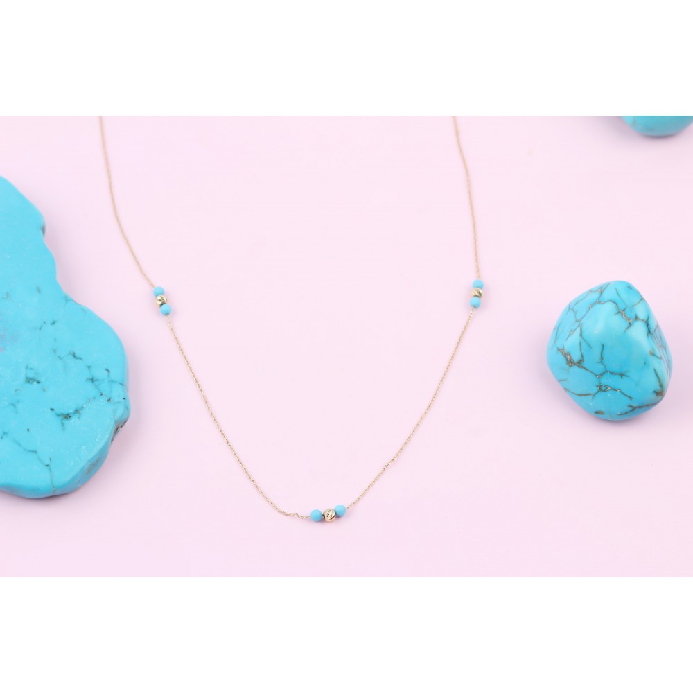 Glorria 14k Solid Gold Turquoise Necklace